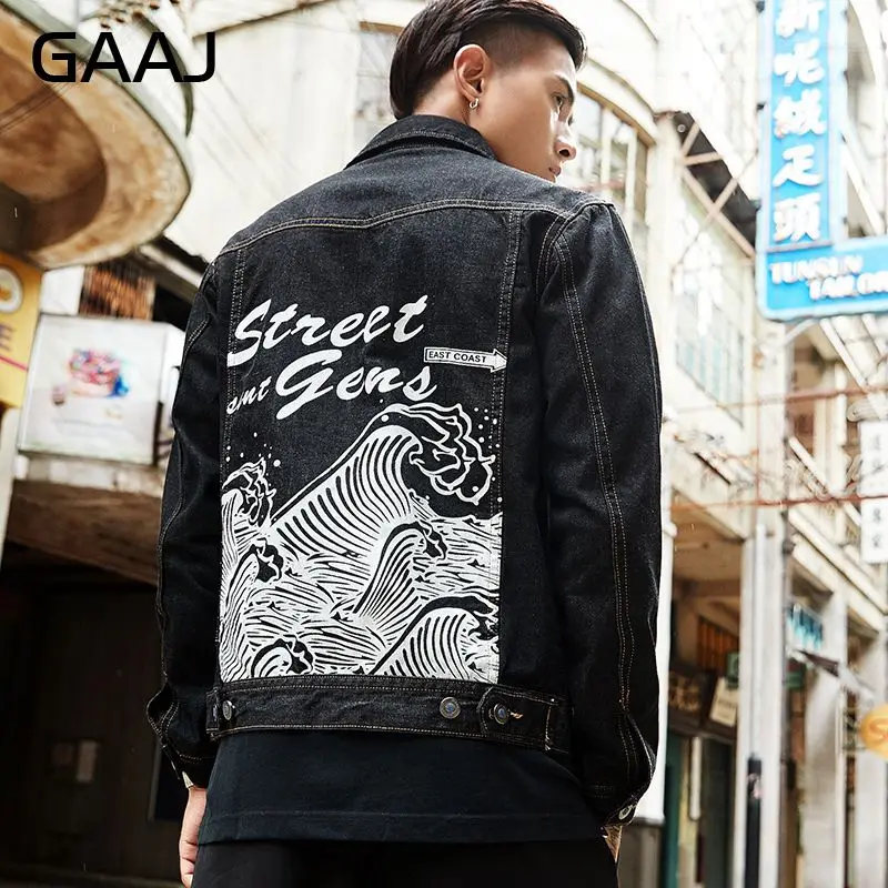 Мужская джинсовая куртка GAAJMen модная с японским принтом 3XL 4XL верхняя одежда на