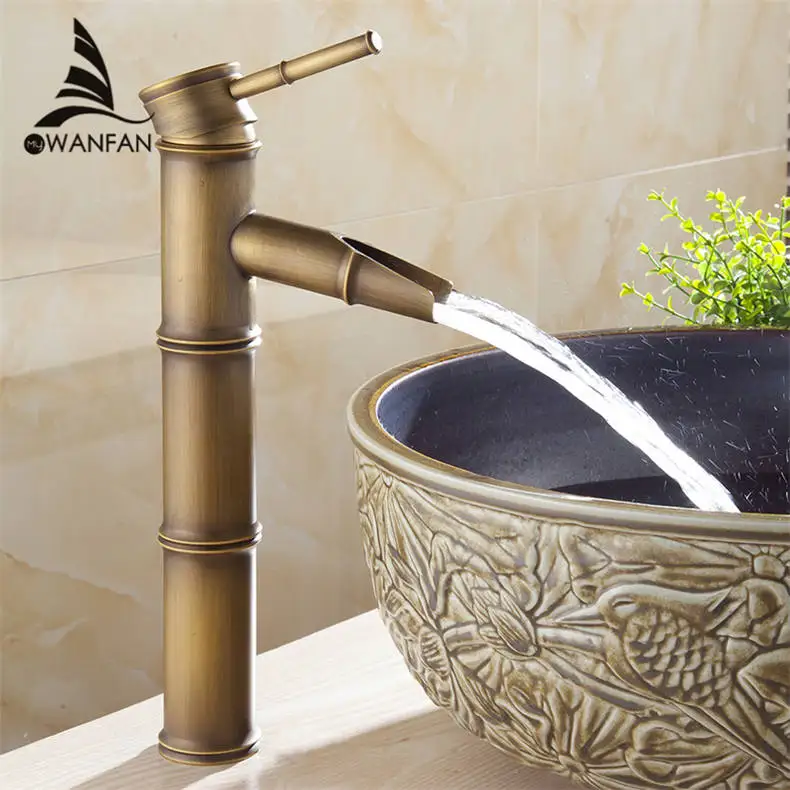 Латунный бамбуковый смеситель для раковины в ванной комнате|bamboo waterfall|water tapbasin