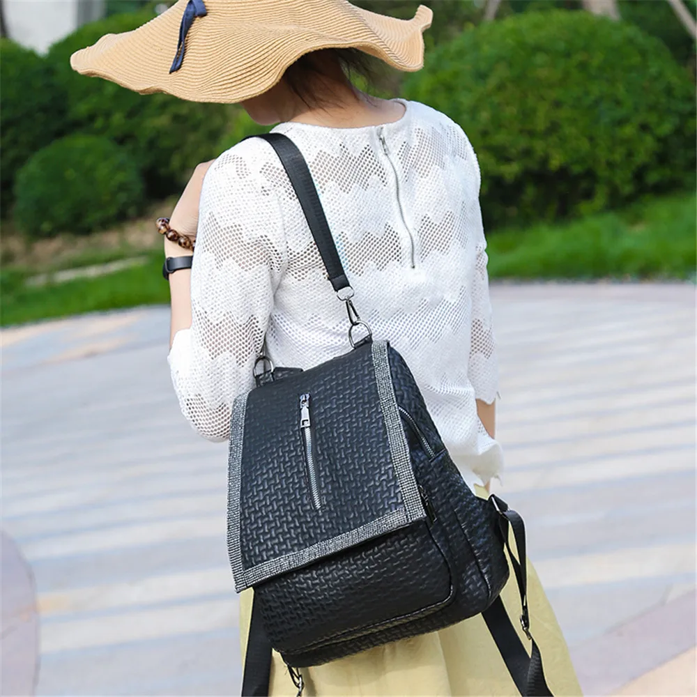 Женский рюкзак в форме бриллианта роскошный мягкий кожаный женские сумки дизайнерские Mochila Feminina ретро печать сумки на плечо для женщин 2019 Sac