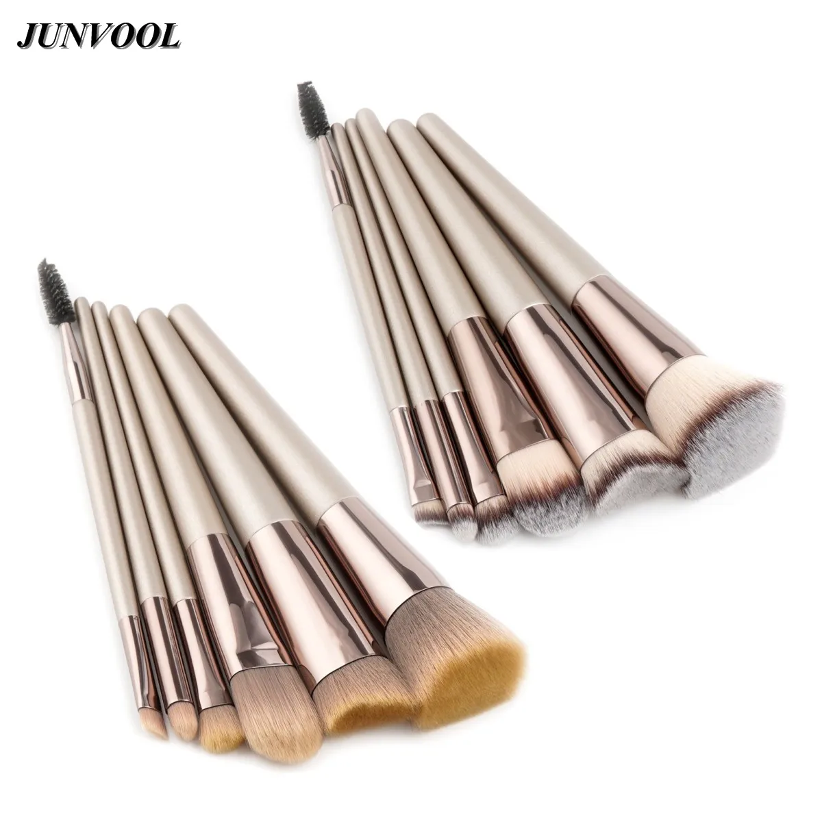 Doubled Ended Eyelash Brush + Eyebrow Comb 6pcs Champagne Gold