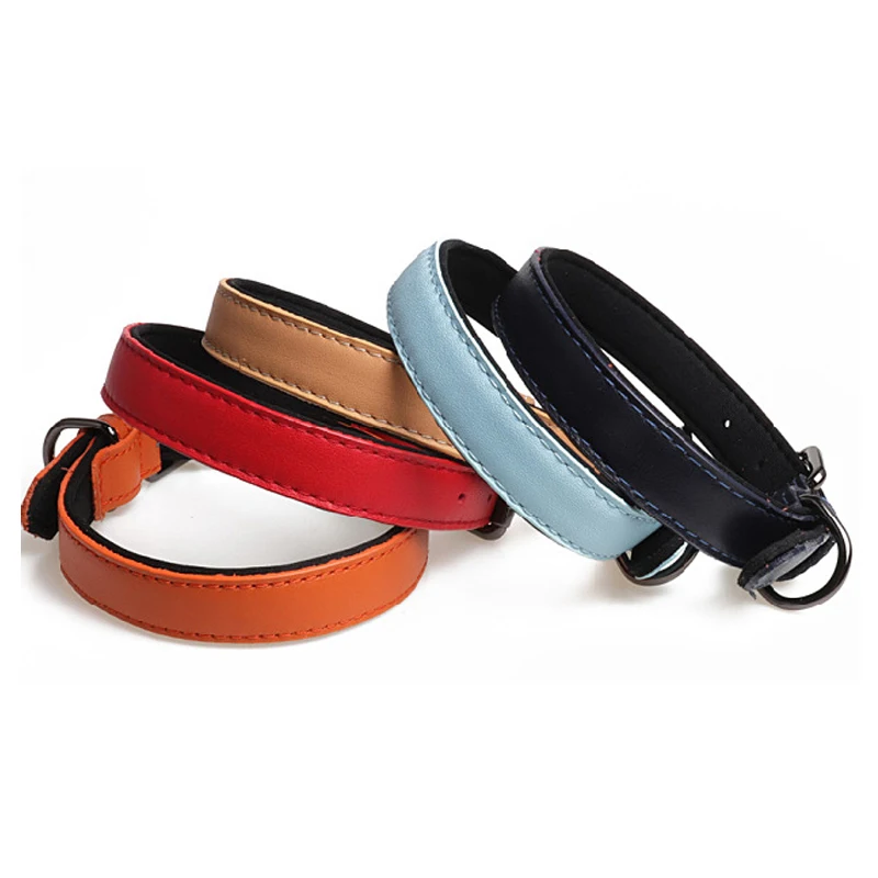 Real Leather Dog Collars Inner Padded Adjustable Comfortable Collar For