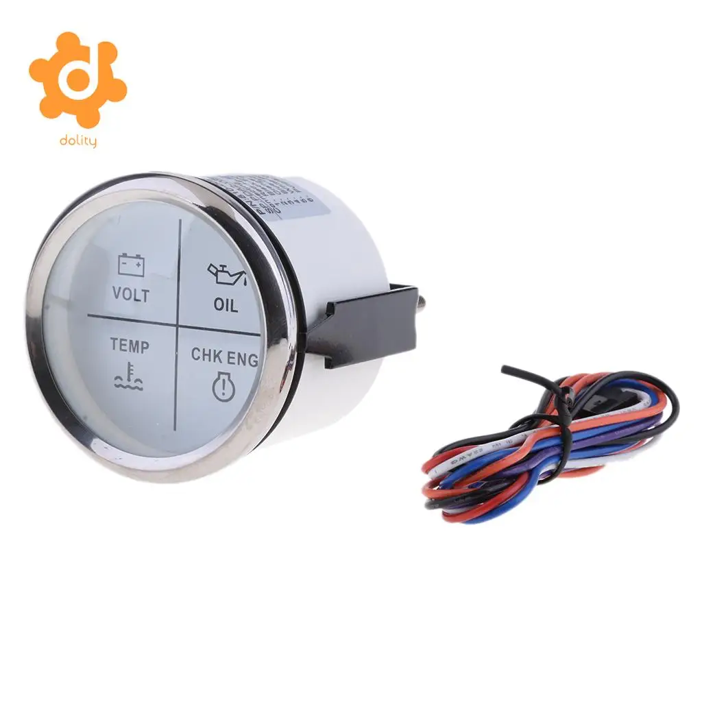 52mm 2" 4 LED Alarm Gauge Voltage Oil Temp Meter White Face 800-00256 52mm 2" 4 LED Alarm Gauge Voltage Oil Temp Meter White Face 800-00256