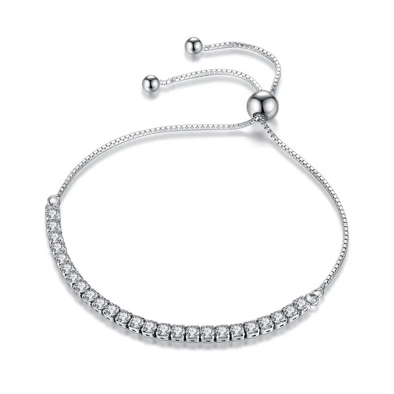 

Solid Silver Tennis Bracelet for Women Jewelry Wholesale Diamond Bracelet Adjustable S925 Zircon Box Chain High Quality Female