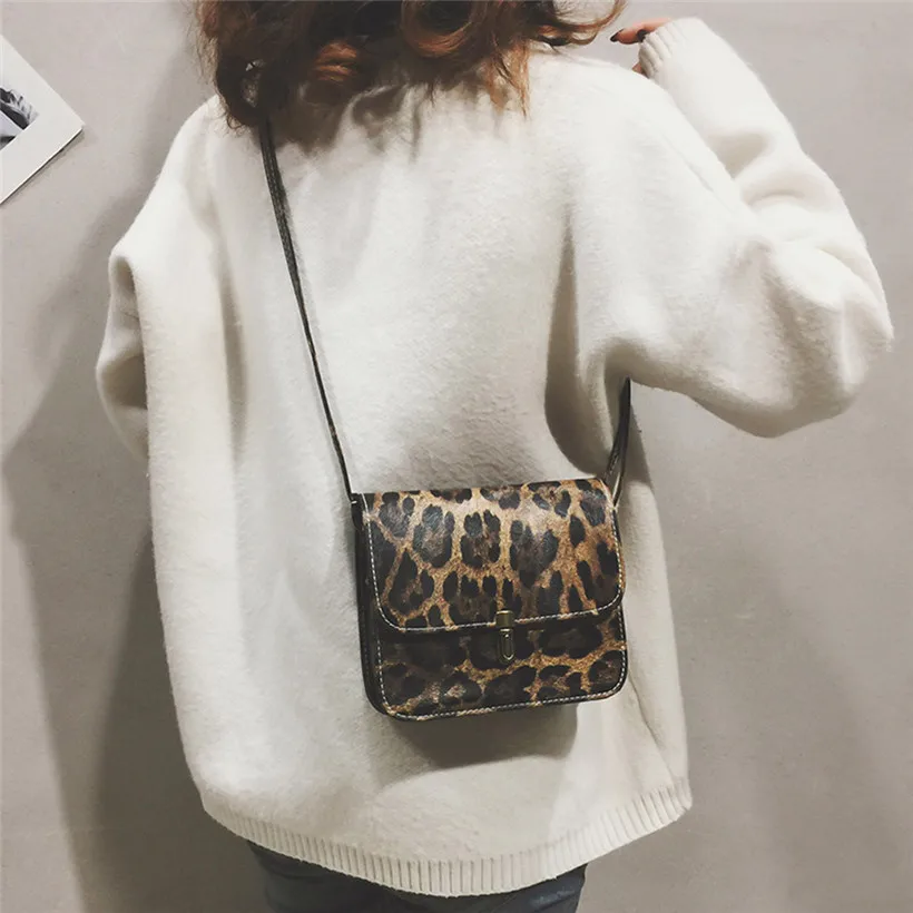 

HTNBO Leopard Print Fawn Pendant PU Leather Women Shoulder Crossbody Bags Girls Casual Shell Messenger Bags Bolsa Feminina