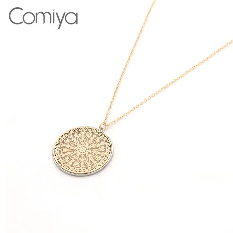 

Comiya Indian Necklace For Women Big Round Zinc Alloy Gold Color Fashion Jewelry Accessories Pendant Collare Korean Necklaces