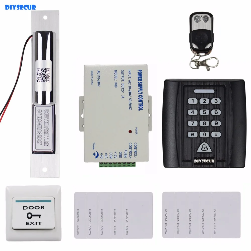 DIYSECUR Electric Bolt Lock 125KHz RFID Password Keypad Access Control