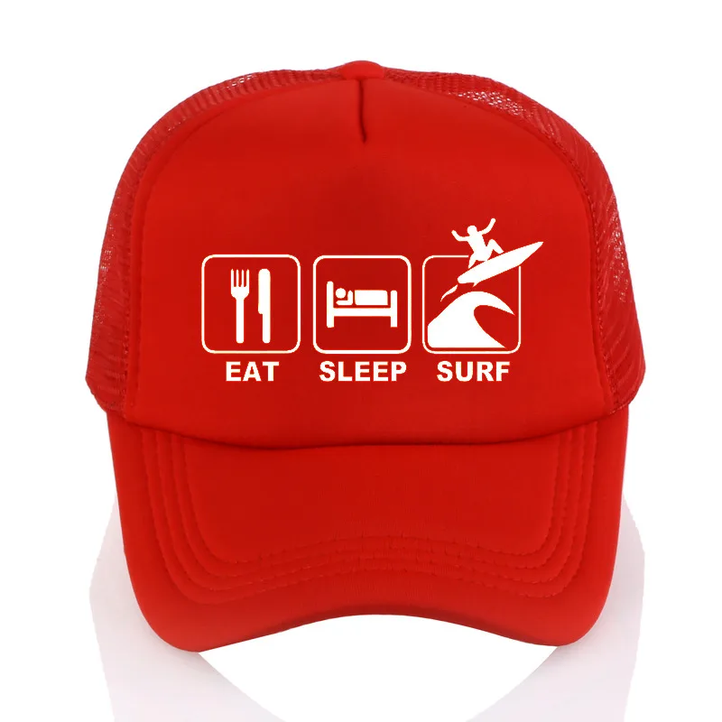 Eat Sleep Surf шляпа для активного отдыха, летняя шапка для серфинга, Солнцезащитная шапка для мужчин и женщин, модная сетчатая Кепка для водителя грузовика - Цвет: Красный