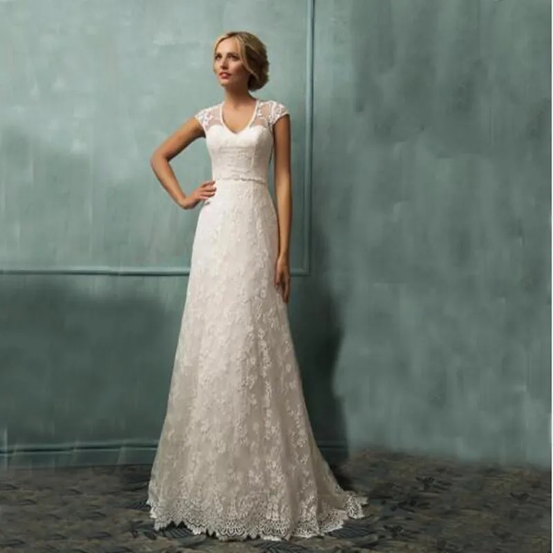 2016 Amelia Sposa Elegant Sheer Straps Applique Lace