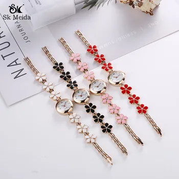 

Fashion lucky five leaf watch petal Metal strap bracelet ladies watch simple relogio feminino Round Refinement reloj mujer SW-08