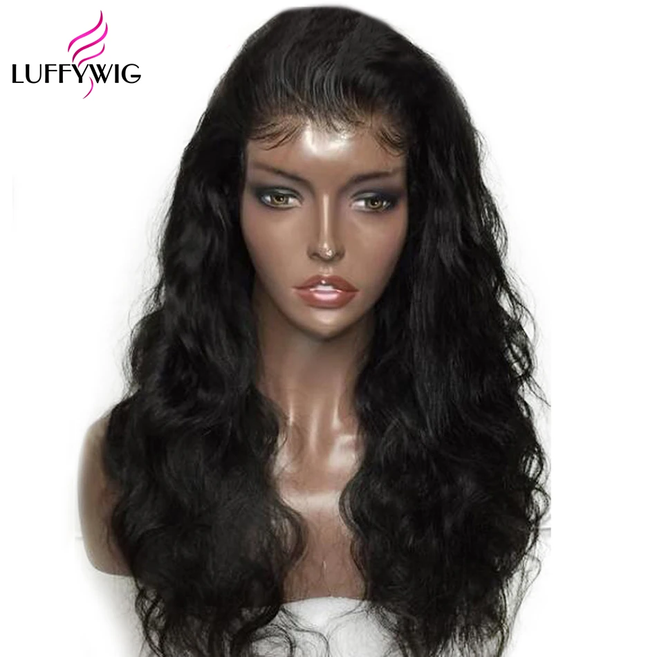 

LUFFYHAIR Pre Plucked Glueless Peruvian Full Lace wavy wig With Baby Hair Remy Human Hair Bleached Knots USA demestic return