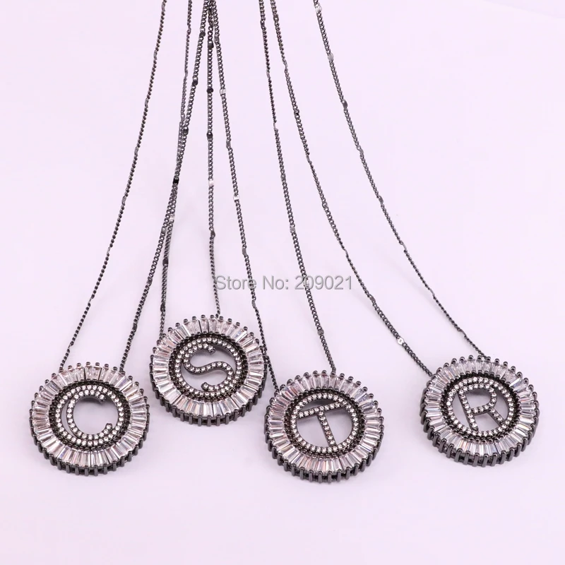 8 шт разноцветное ожерелье с чешским шармом и буквами, шикарный круглый кубический цирконий, подвески с большими инициалами, ювелирные ожерелья
