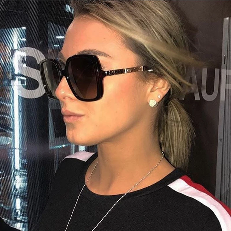 2018 gafas de sol cuadradas de gran tamaño para con marco grande marca de lujo diseñador hombres moda UV400 lente gradiente nuevas gafas de sol gafas|Gafas de sol para mujer| -