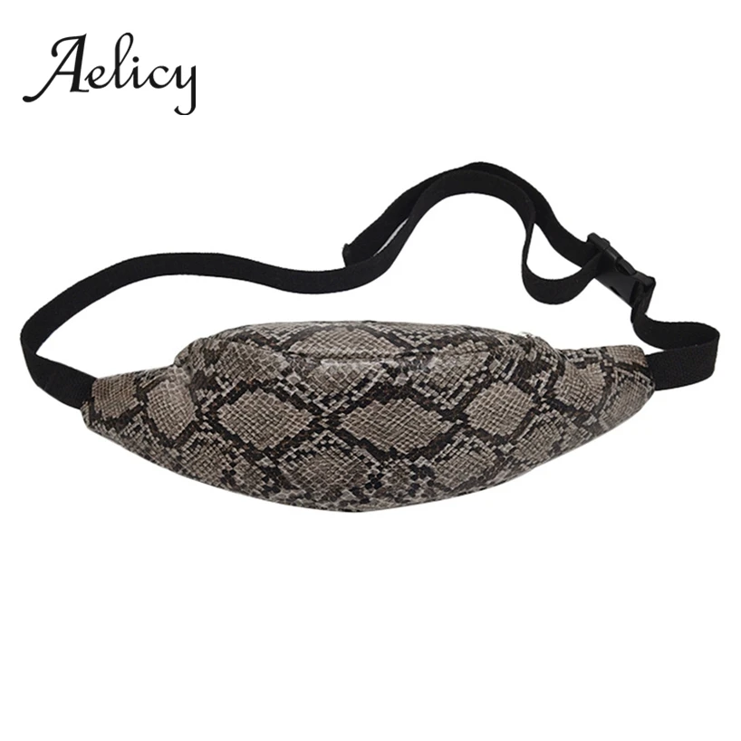 

Aelicy Women Serpentine Printing Chest Bag High Quality PU Leather Waist Pack Female Waterproof Fashion Snake Skin Crossbody Bag