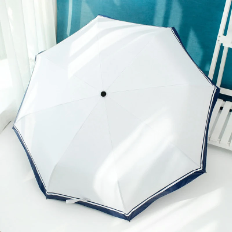 

Solid Color Mini Umbrella Three Folding Umbrella Windproof Anti UV Umbrella Dual Purpose Portable Travel Rain Umbrella for Women