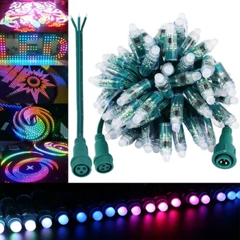 

200pcs WS2811 Diffused Digital RGB LED Pixels Light Individually Addressable Round LED Pixels Module 25.6ft 12V 12mm Waterproof