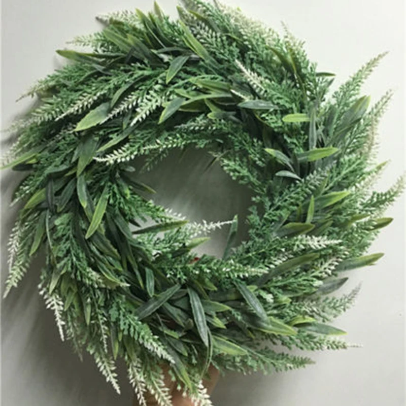 1pcs Lavender Wreath Artificial Door Hanging Lavender Flower Wreath Summer Party Wedding Decoration DIY Wreath Garland - Цвет: White