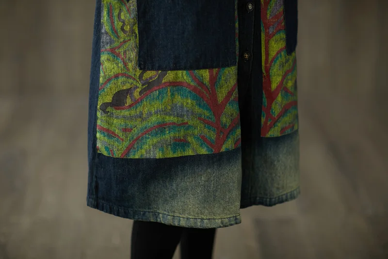 Женский свободный джинсовый Тренч с принтом, верхняя одежда, женское винтажное однобортное пальто, женское Отбеленное джинсовое пальто, осень