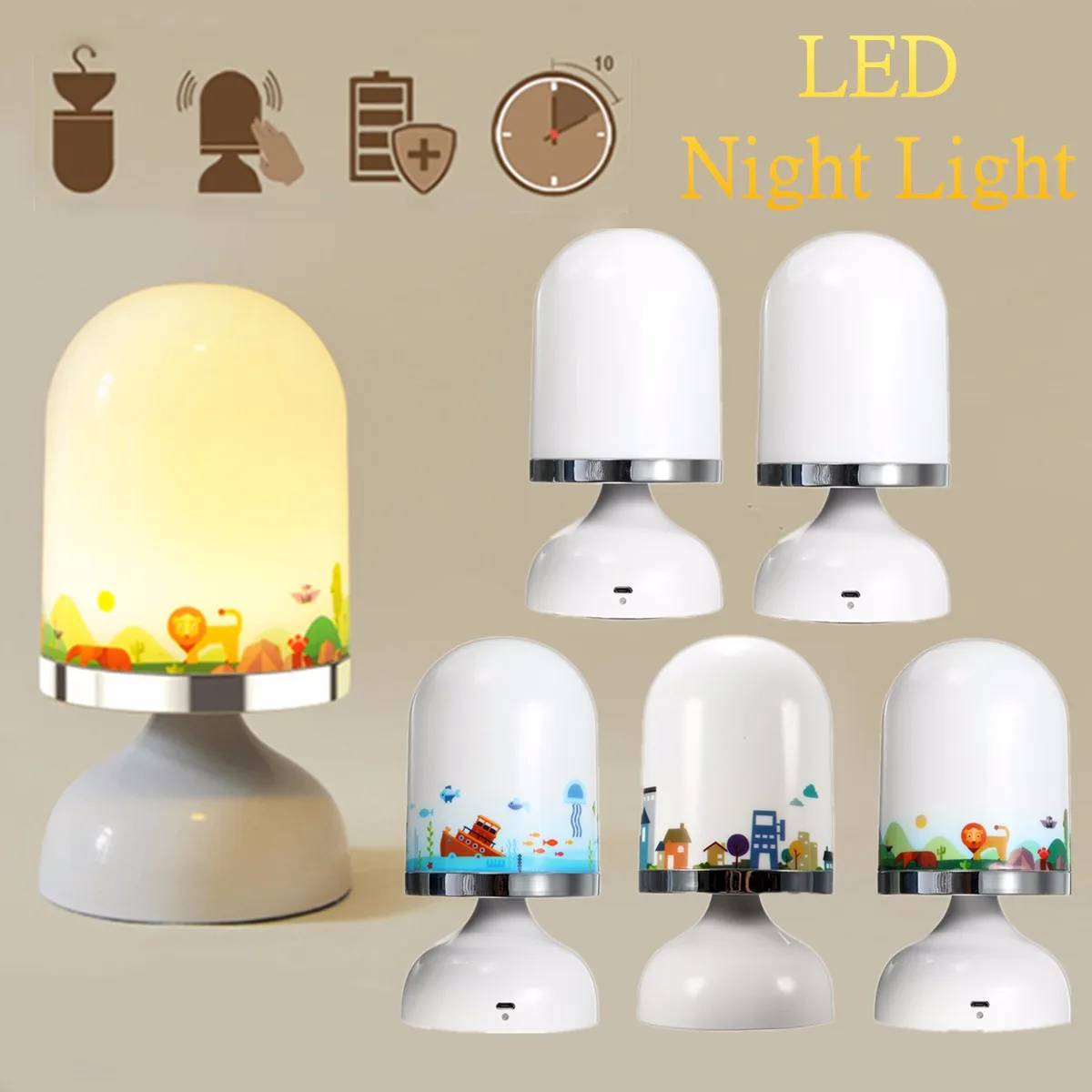 

Portable USB Rechargeable LED Night Light with Hanging Stand Battery Operated Motion Sensor Night Lamp for Children Kids Decor