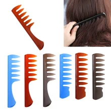 1 шт. Расческа с широкими зубами Африканский гребень вставка вьющиеся волосы вилка палочка гребень Пластиковая Ручка Парикмахерская щетка инструмент для укладки