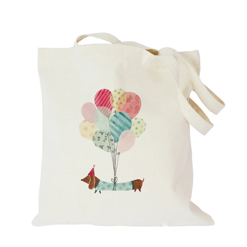 2019 Pet dog series canvas bag customized eco custom tote bag custom made shopping bags with logo  Dachshund Shepherd Dog Poodle (6)