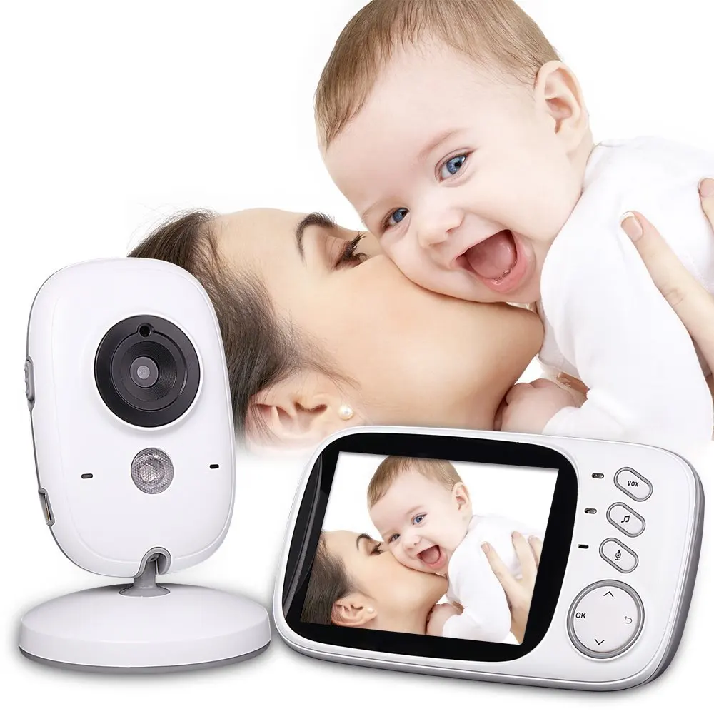 

babykam babyphone audio 3.2 inch TFT LCD IR Night Vision Baby Intercom Temperature Monitor 8 Lullabies