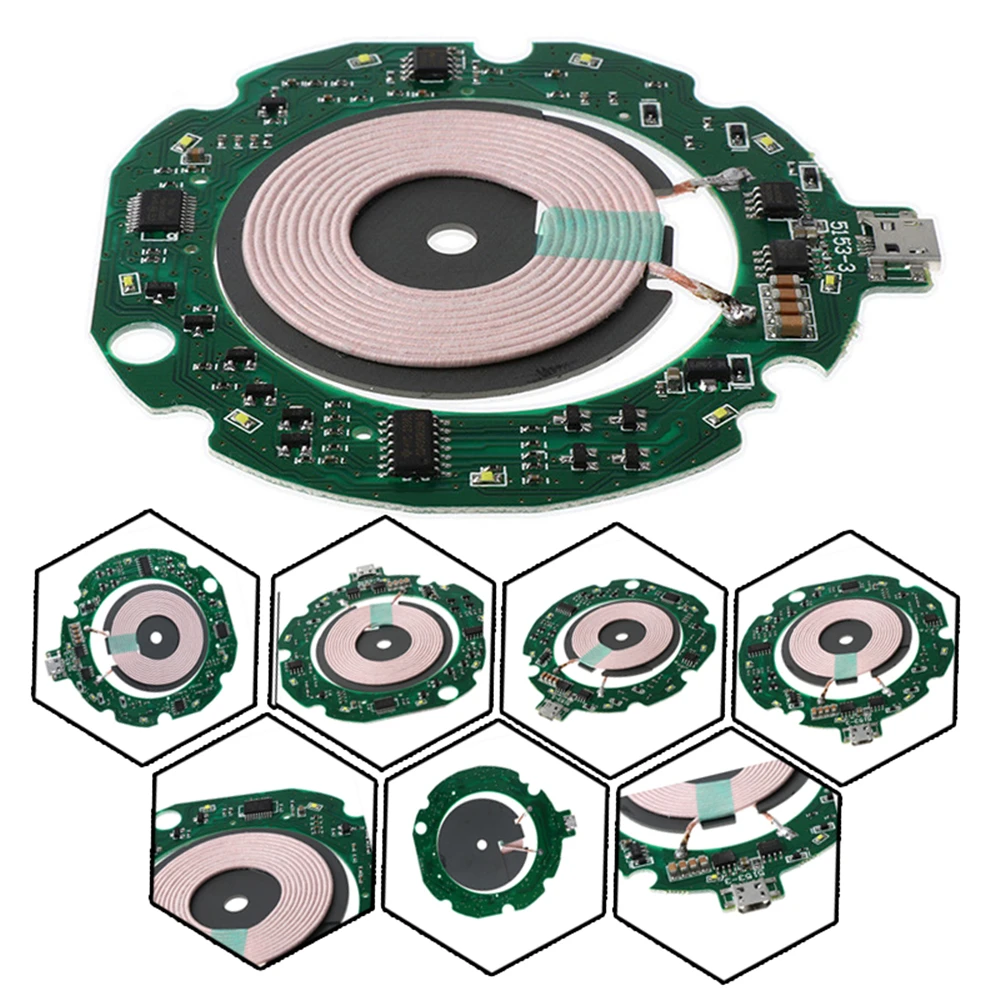 

DIY 10W 9V/2A Micro USB Qi Fast Wireless Charger Module PCBA Circuit Board Coil Module Round Charging Accessories For iphone X