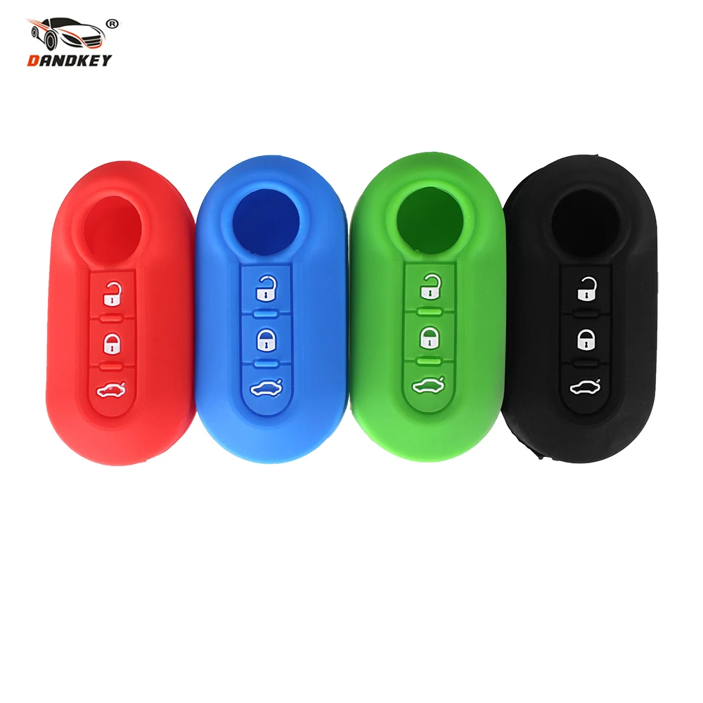 

DANDKEY 20x Silicone Car Key Cover CASE Fit for FIAT 500 Panda Punto Flip Folding Remote KEY CASE FOR CAR 3 Buttons No Logo