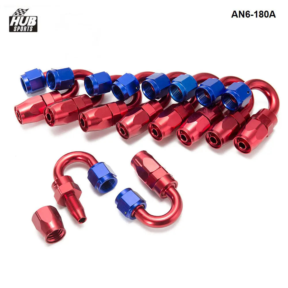 10pcs AN6 180 Degree  Fuel Oil  Fitting Aluminum Hose Fitting End Adaptor AN6-180A