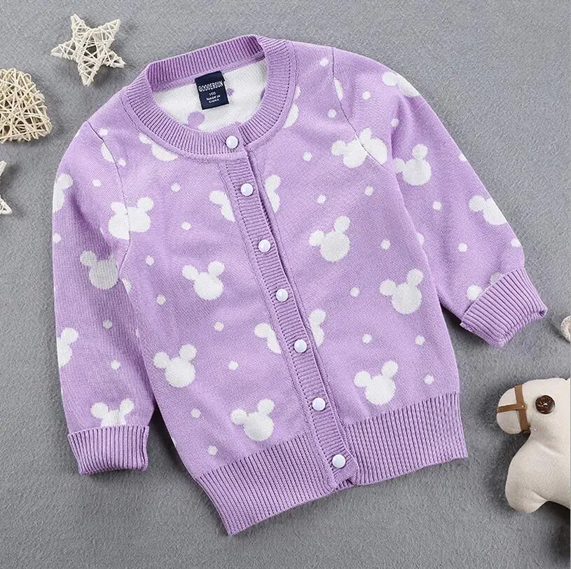 

2019 Autumn Winter New Girls Cartoon Sweaters Kids thick warm Cotton Coat Children Clothing Baby Knitted cardigan 4 color