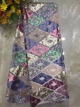 

Embroidered Net Fabric with beads With super Quality Sophia-6.501 African Tulle Lace Fabric For party Dress