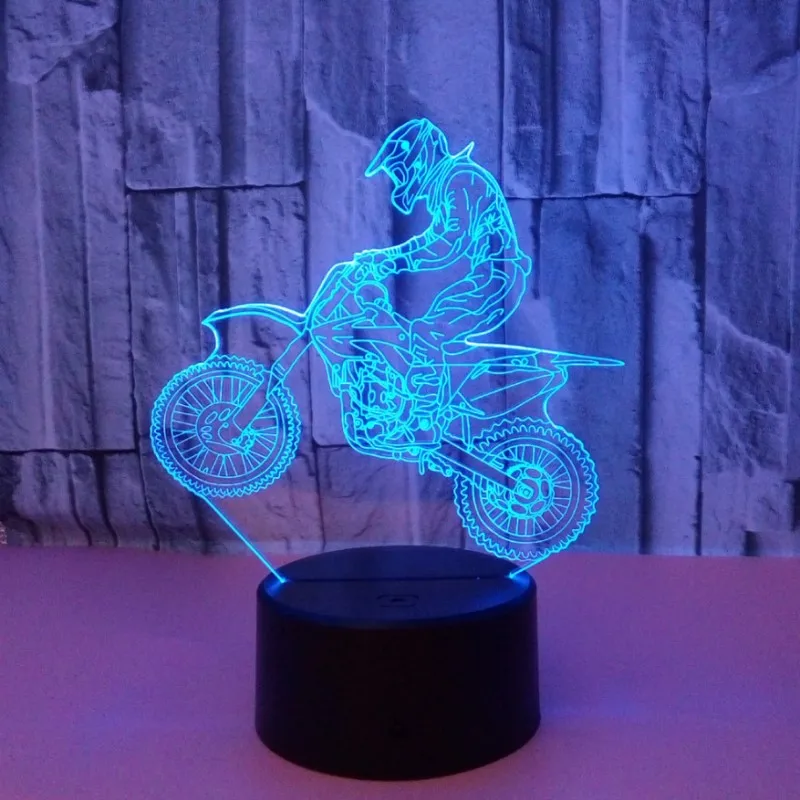 Цветной сенсорный 3d лампа Иллюзия светодиодный ночник USB настольная лампа для детей подарок прикроватная Спальня Мотоцикл 3D лампа