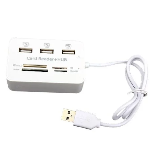 3 порта USB 2,0 концентратор мульти-карт ридер для Sd/mmc/m2/MS Mp-все в одном(белый