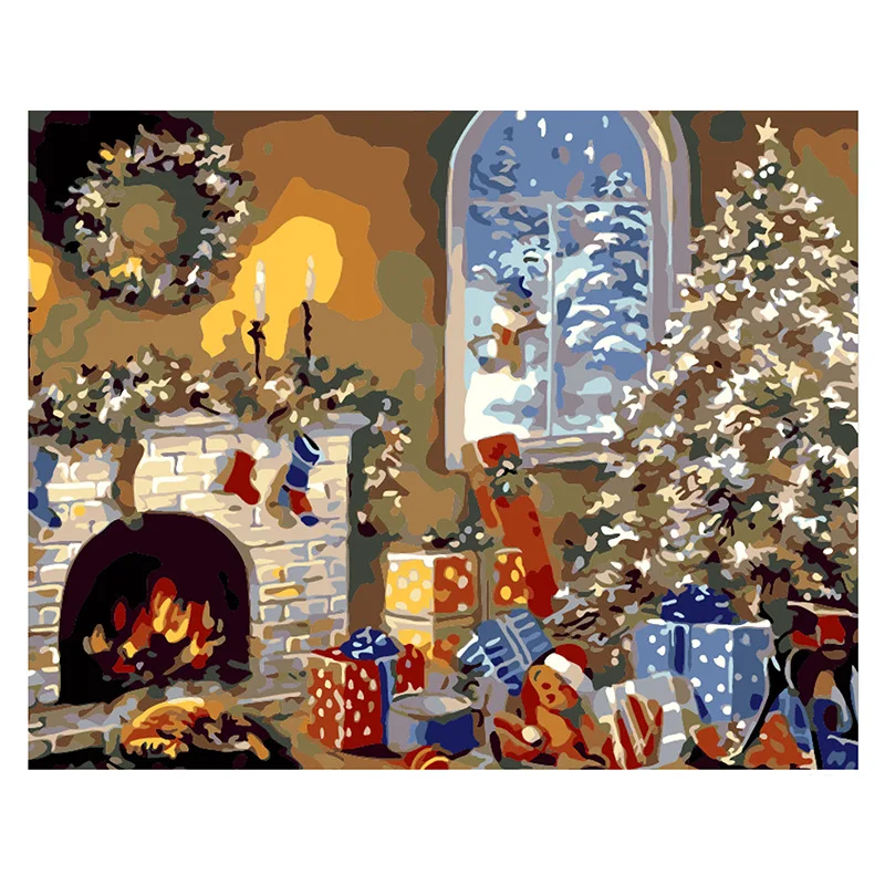 

Christmas Present Tree Oil Painting By Numbers DIY Abstract Digital Picture Coloring By Numbers On Canvas Unique Gift Home Decor