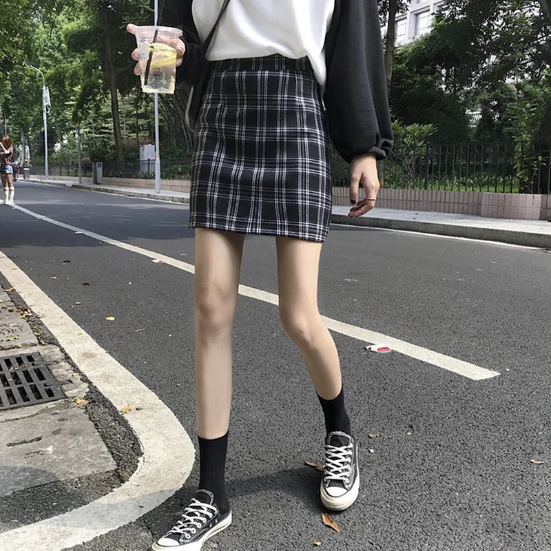 

Vintage Plaid Skirts Women Summer Korean Fashion A-line High Waist Skirt Female Sexy Mini Short Checked Skirt School