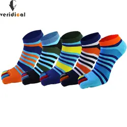 Достоверные хлопок носок Носки мужчины мальчик набор носков до лодыжек многоцветный пальцы пять пальцев сжатия Экипаж Лодки Носки 5 пар/лот
