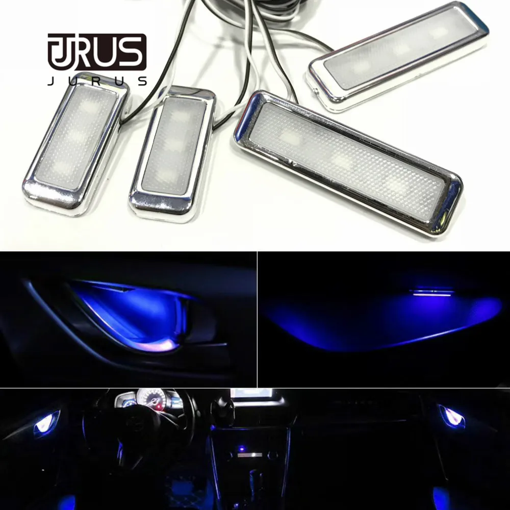 JURUS 4Pcs Universal Door LED Inner Bowl Light Armrest Interior Lighting Handrail Handle Lights Decorative Lamp Bulb Car Styling JURUS 4Pcs Universal Door LED Inner Bowl Light Armrest Interior Lighting Handrail Handle Lights Decorative Lamp Bulb Car Styling