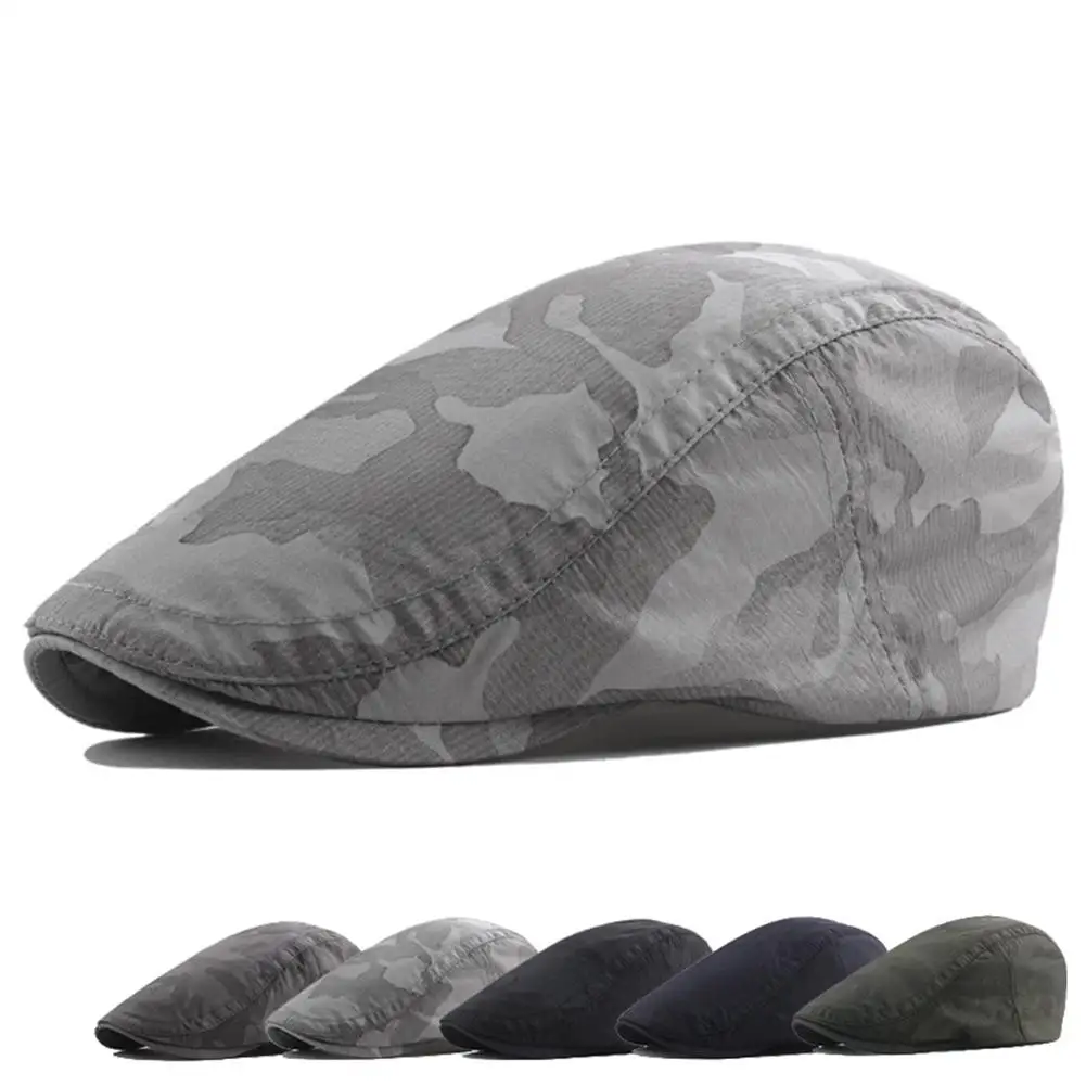 

HobbyLane Women Men Retro Fashion Adjustable Cotton Cap Simple Camouflage All-match Beret Flat Cap