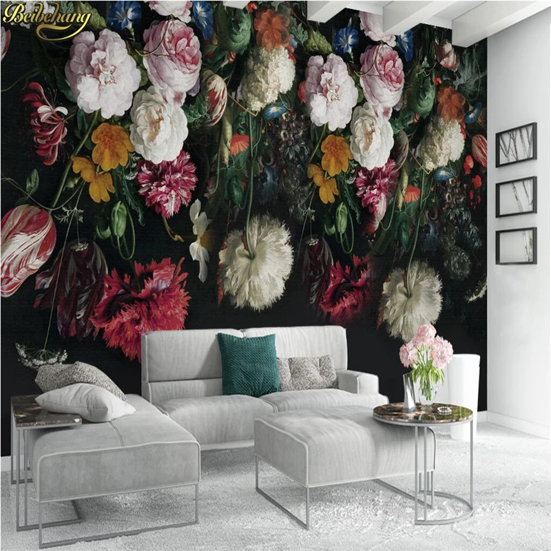 

beibehang black TV backdrop papel de parede 3d floral wallpaper for walls 3 d photo mural wall papers home decor living room