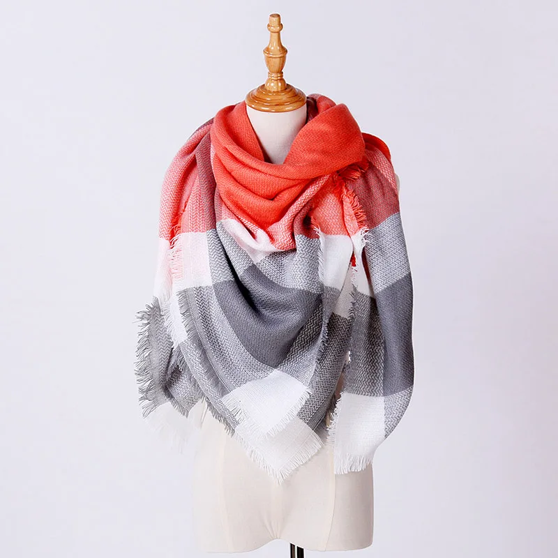 Элитный бренд площади зимний шарф для Для женщин теплые кашемировые мода квадратный платки Мягкий пашмины одеяла Размеры 140 см x 140 см - Цвет: 9