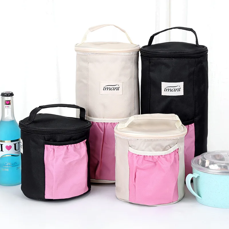 

Round bag portable zipper heat preservation box lunch bags