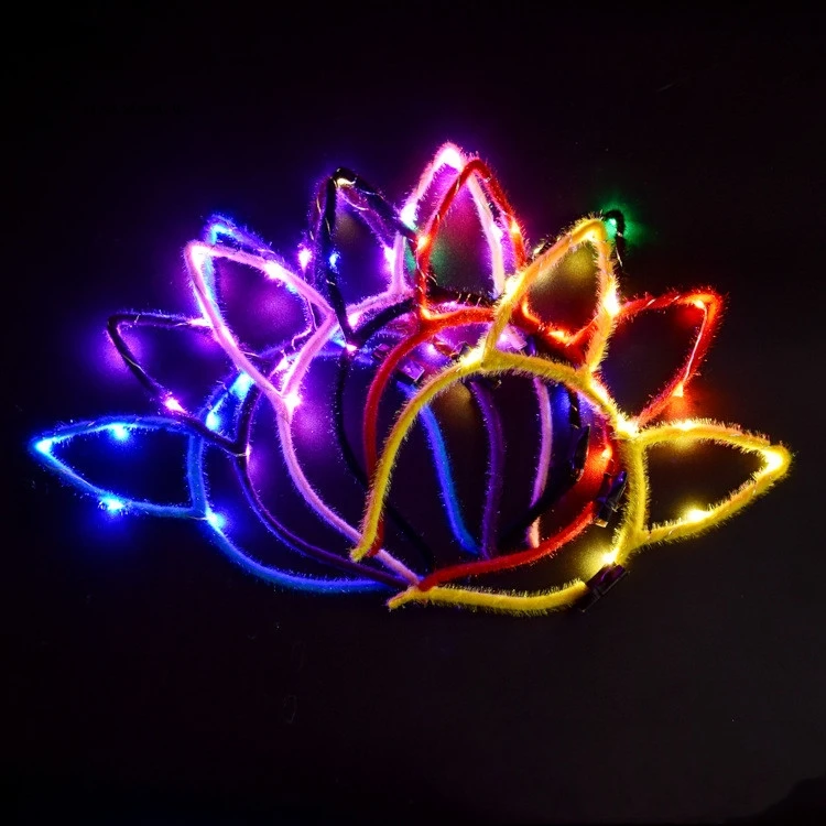 

LED toys Headbands Party Props Light Flash shinning Rabbit Ears Plush Bunny Cosplay LED Blinking Glow Halloween toy wholesale