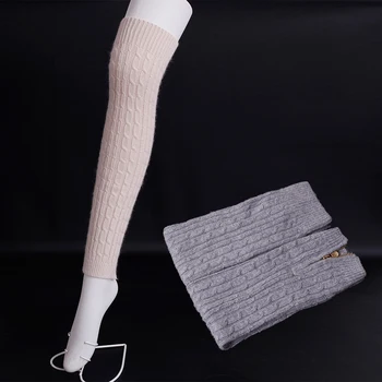 

Winter Zipper open Wool knitting Leg Warmers for Women Super soft wool boots socks Solid colors wool Long knee socks
