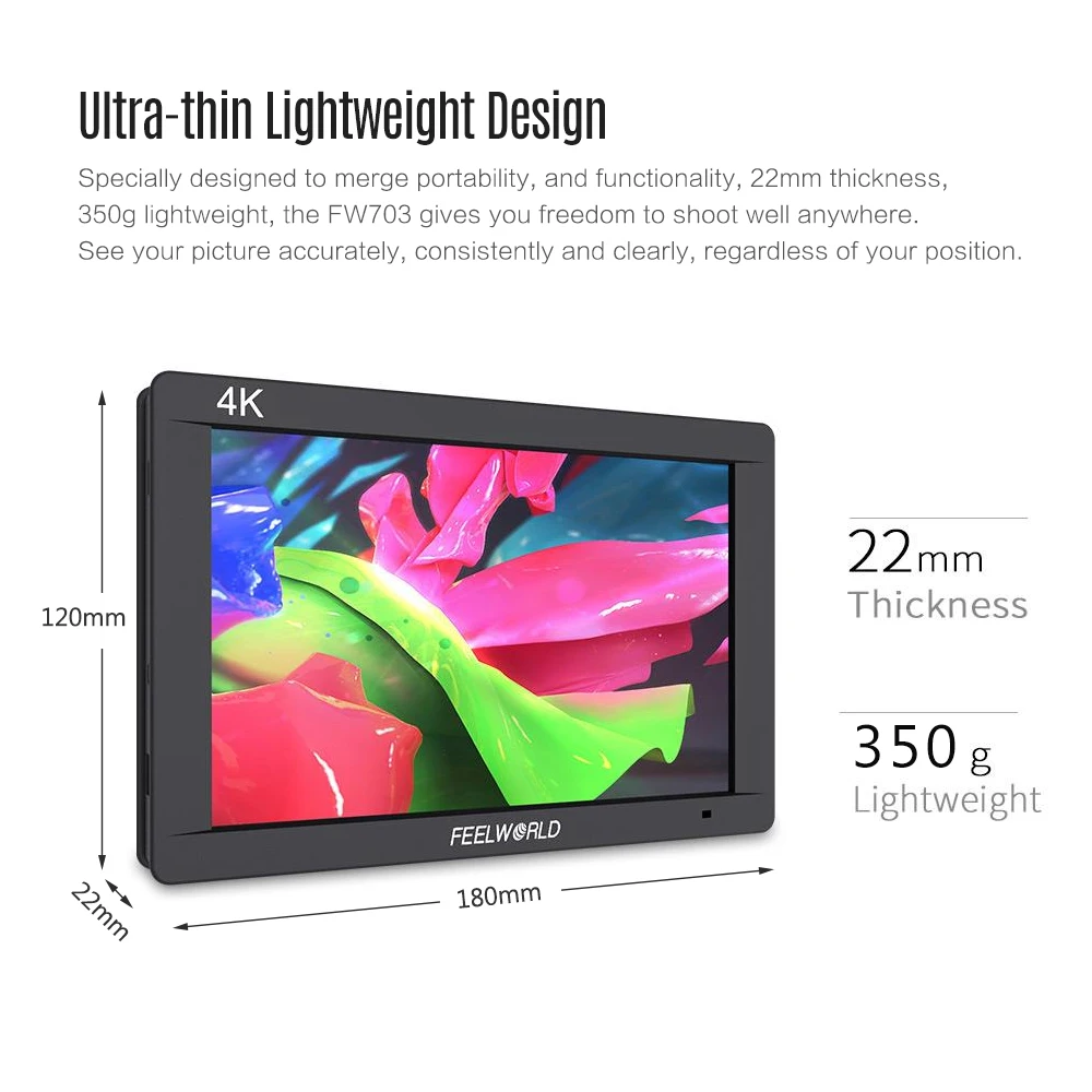 FEELWORLD FW703 монитор " 1920*1200 4 K On-камера видеомонитор ips Full HD камера полевой монитор для DSLR камеры видеокамеры