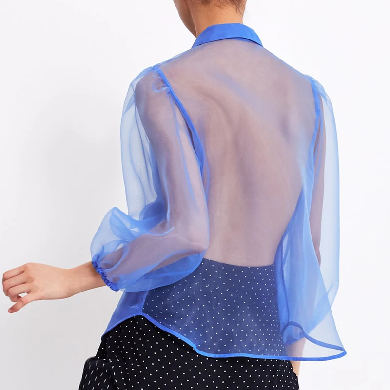 YNZZU 2019 جديد وصول بلون بلوزة بدوره إلى أسفل طوق غير النظامية النساء قمصان فضفاضة السببية مطاطا السيدات قمم YT614