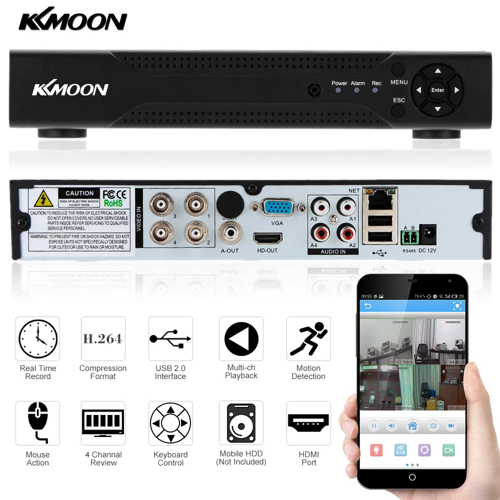 KKmoon 4CH AHD DVR рекордер 720P 960H сетевой видеорегистратор 4 канала H.264 CCTV 4CH DVR HVR NVR система P2P цифровой видеорегистратор