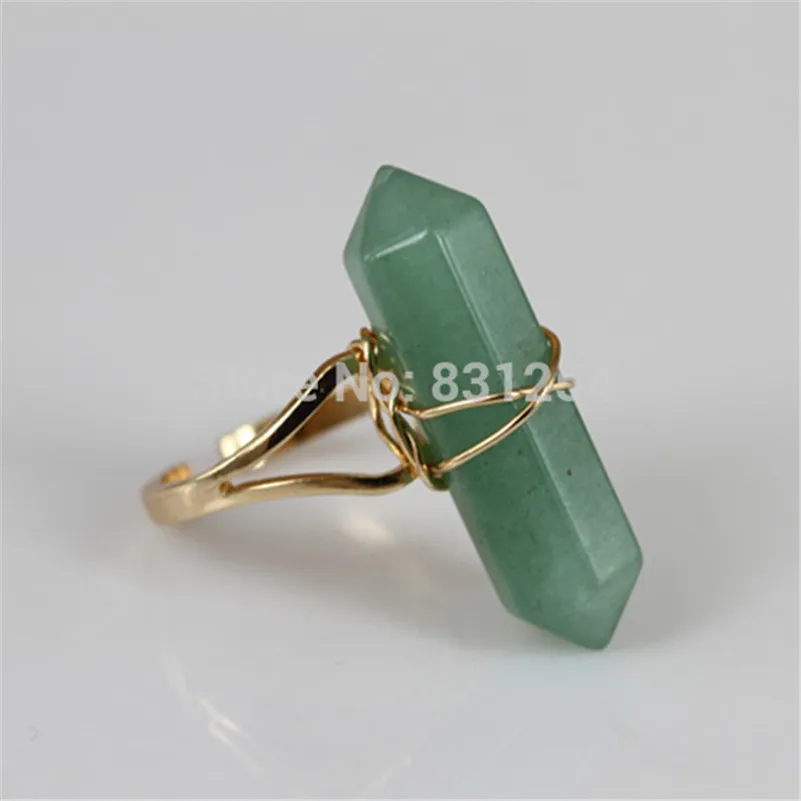 Женское кольцо с кристаллом Aventurine натуральное зеленое драгоценным камнем 1