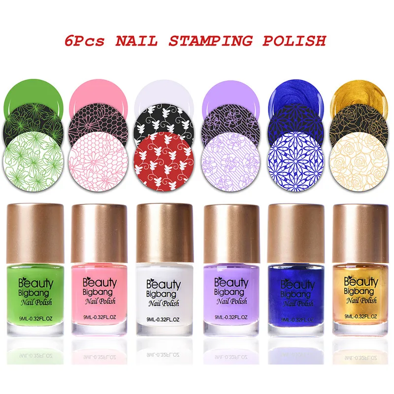 Online BeautyBigBang 14 teile satz Nagel kunst, Vorlage Kit Wasser Marmor Nagel Stamper Mit Klar Gelee Stempel Polituren Set