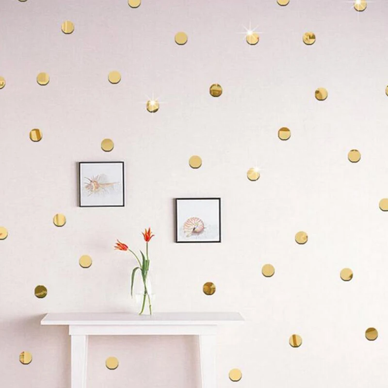 100 штук упак. круглые зеркальные наклейки съемные DIY акриловые в горошек для