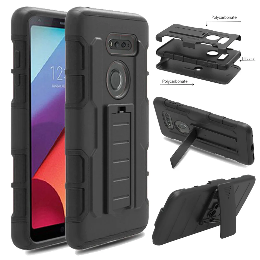 Heavy Duty Shockproof Hybrid Rugged Case For LG V35+ ThinQ With Belt