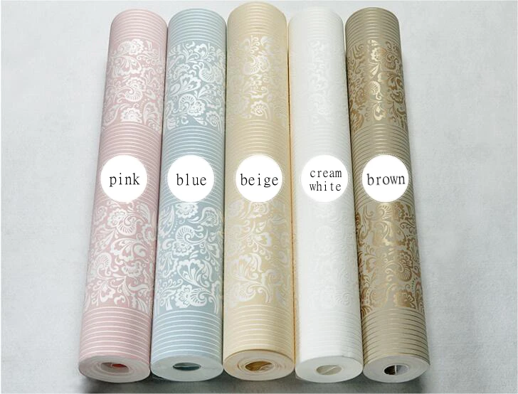 10M Home Improvement wall paper modern Fashion Non-woven Flocking Wallpaper Rolls for bedroom background wall 5 Colors R19